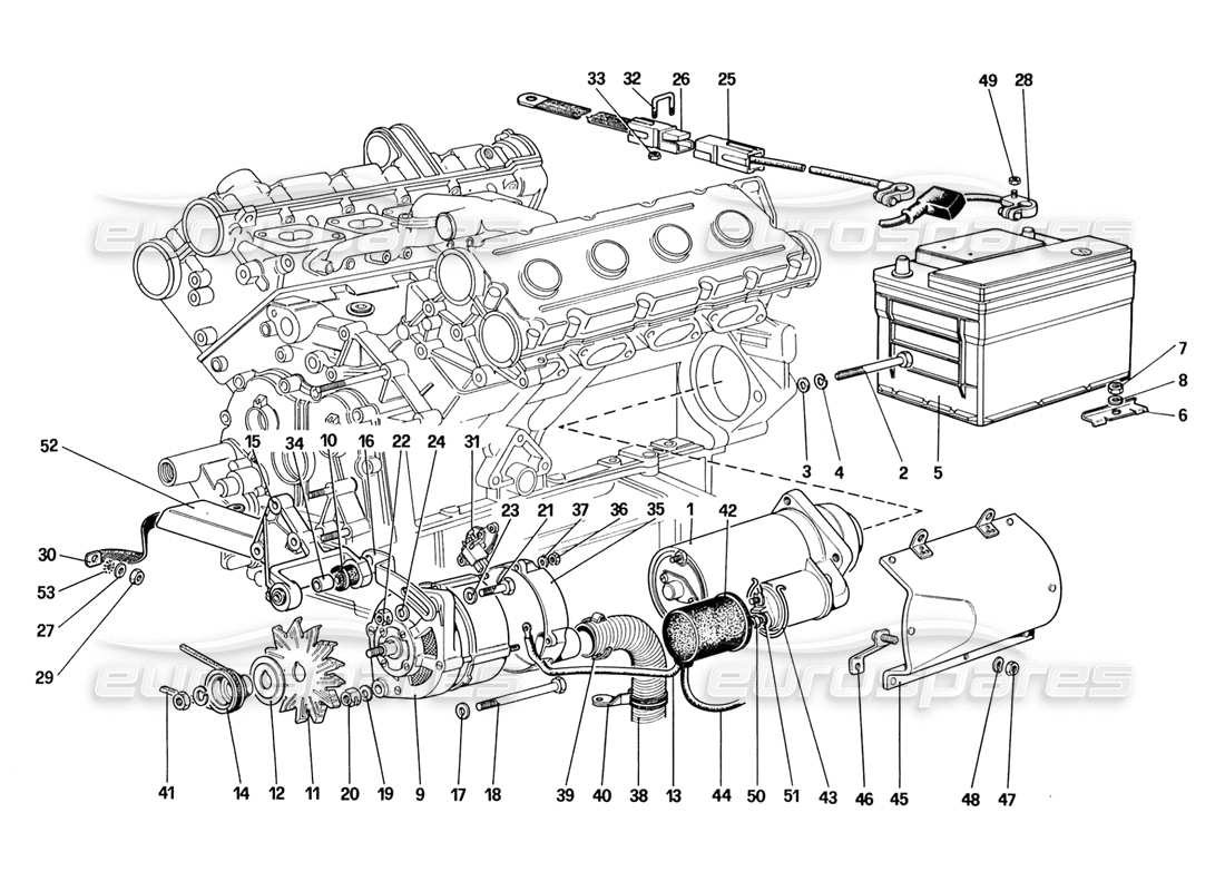 ferrari 328 (1988) electric generating system part diagram