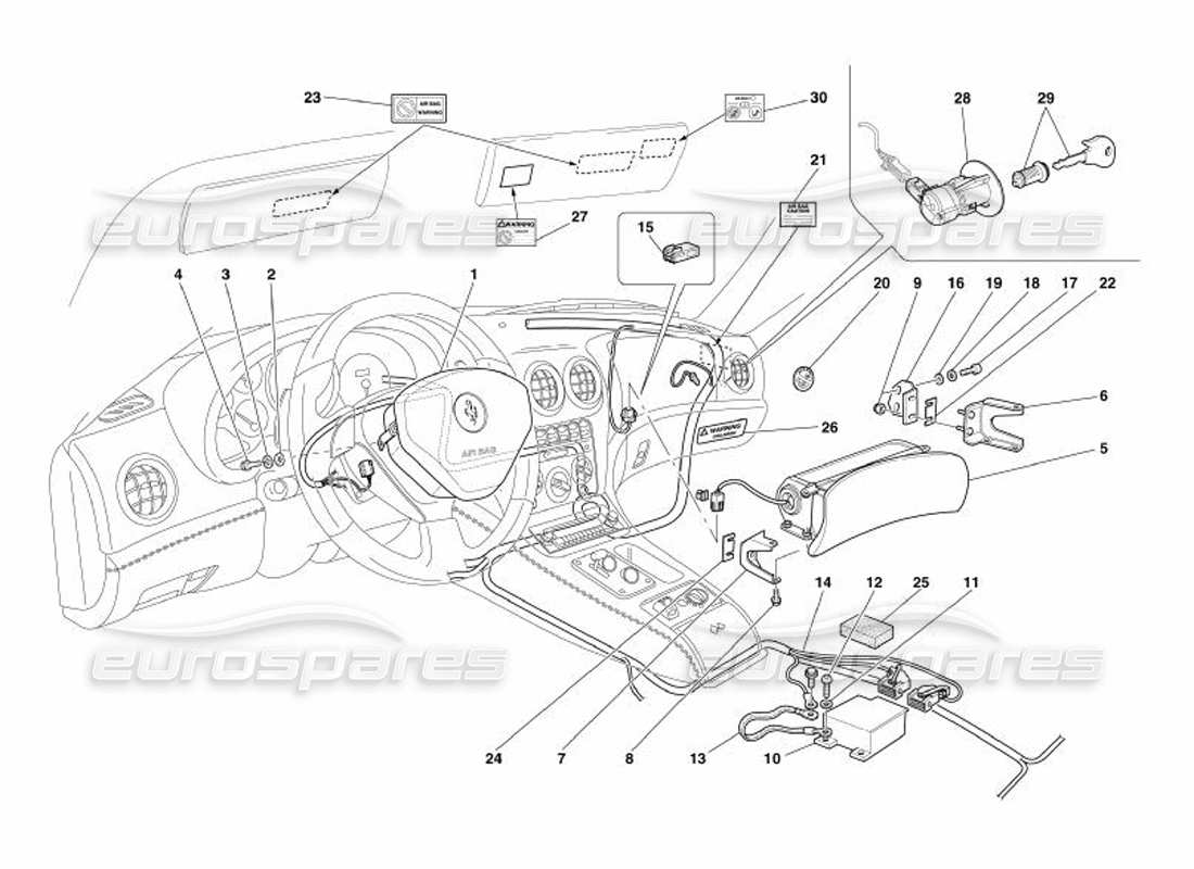 ferrari 575 superamerica air-bags parts diagram