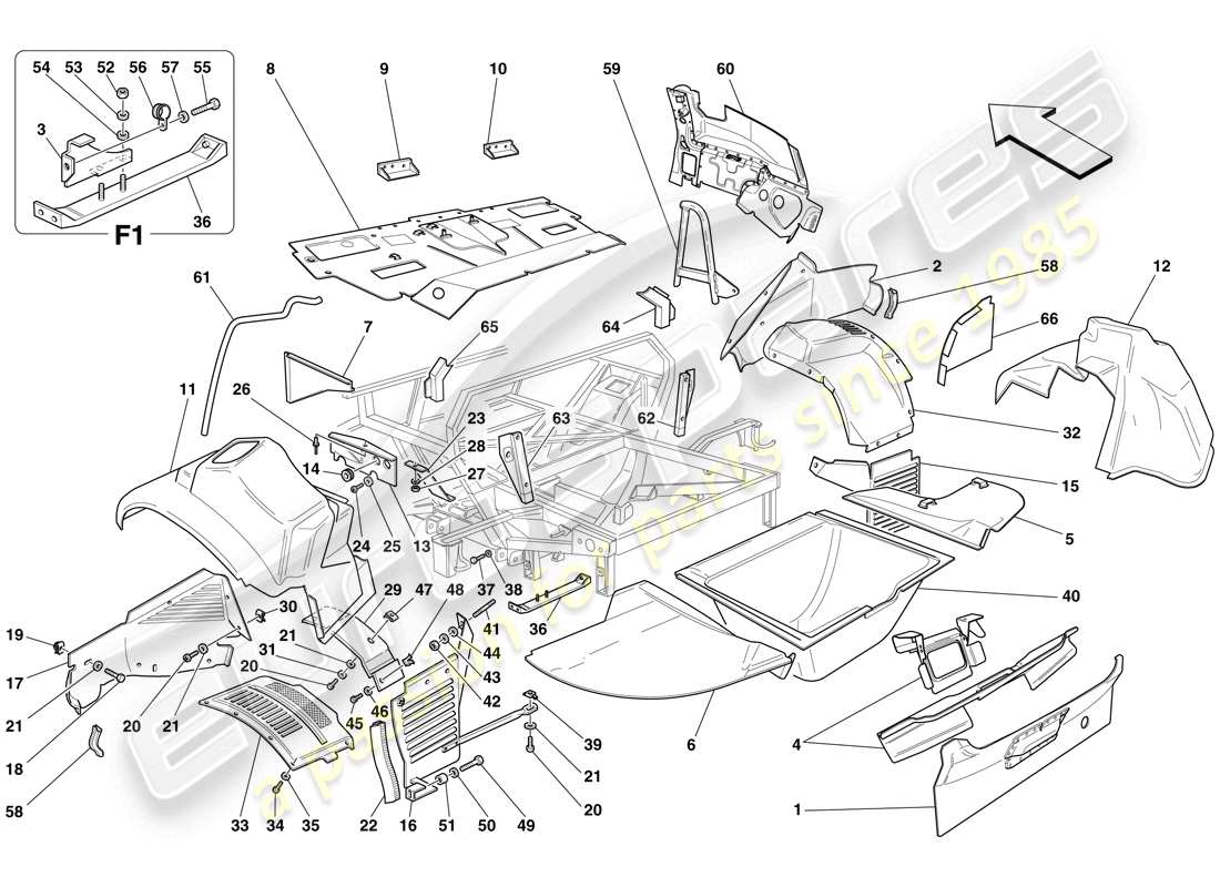 ferrari 575 superamerica rear structures and components parts diagram