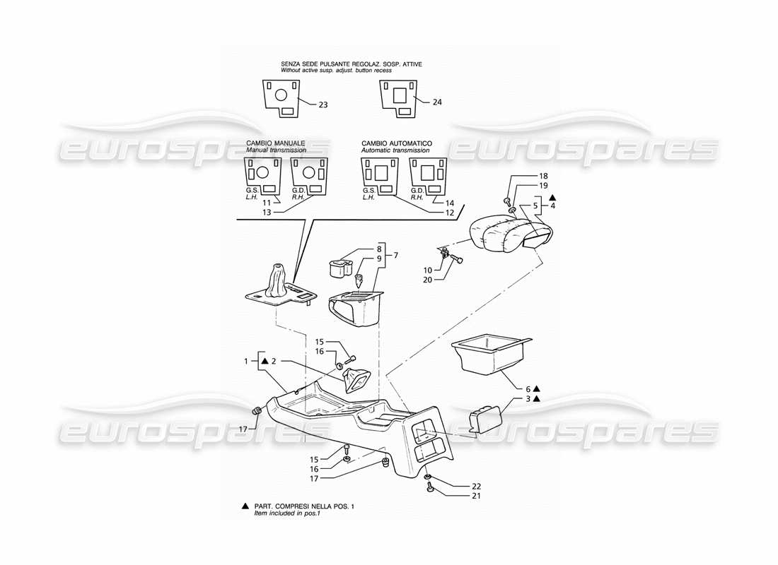 maserati ghibli 2.8 gt (variante) console part diagram