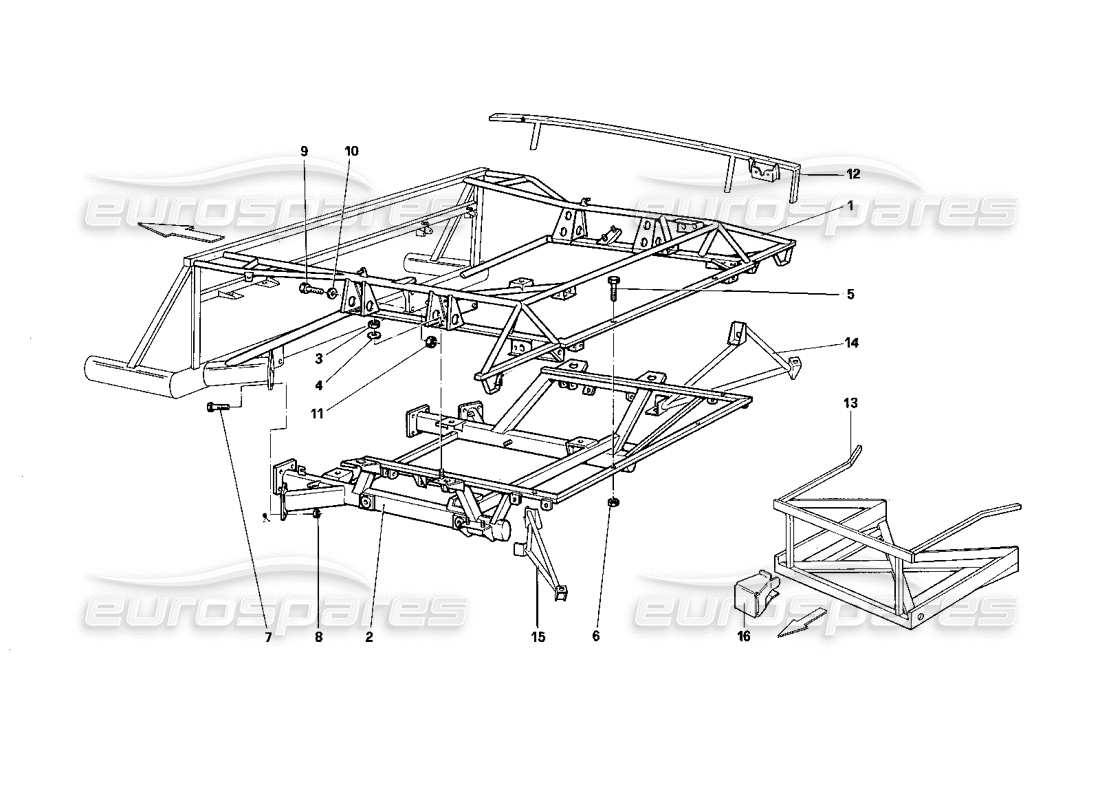 ferrari testarossa (1987) rear frame parts diagram