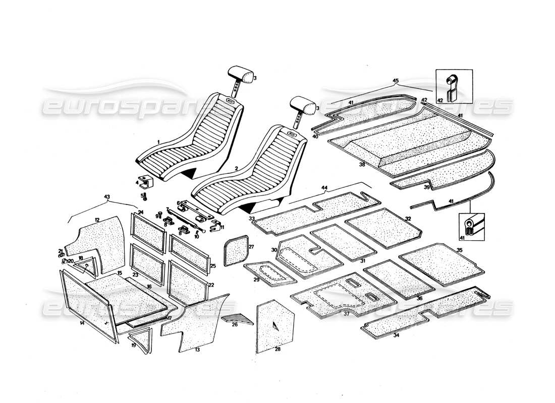 maserati bora seats and upholstery part diagram