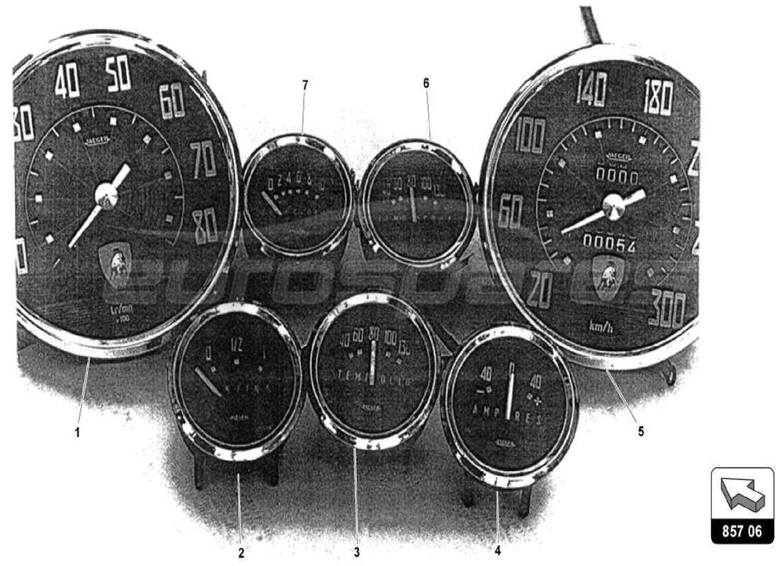 lamborghini 400 gt dashboard instruments part diagram