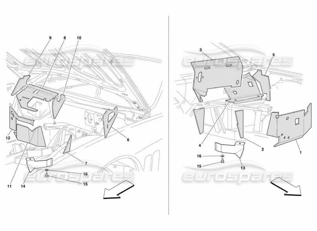 ferrari 550 barchetta engine compartment fire-proof insulations -valid for gd- parts diagram