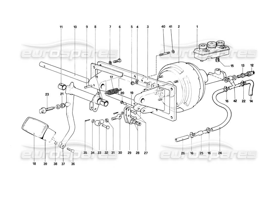 ferrari 400i (1983 mechanical) brakes hydraulic controll (400 automatic - valid for rhd versions) part diagram
