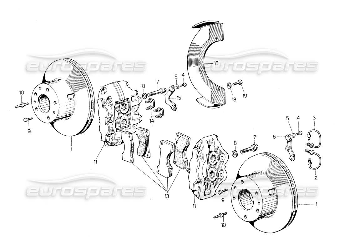 lamborghini countach lp400 front and rear brakes parts diagram