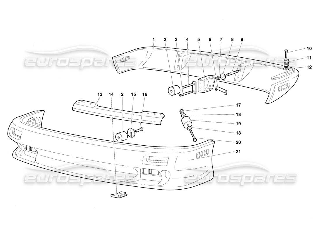 lamborghini diablo vt (1994) bumpers (valid for saudi arabia version - april 1994) part diagram