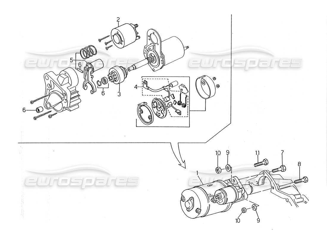 maserati 2.24v starter motor part diagram