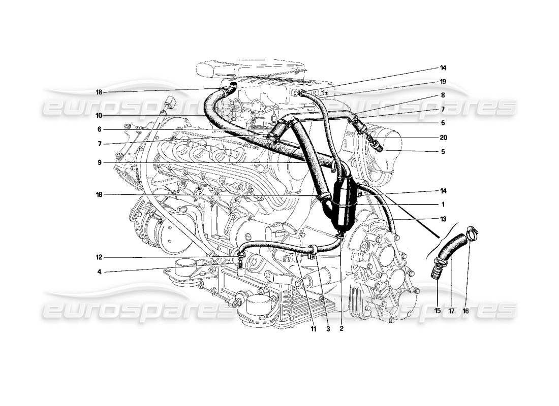 ferrari mondial 3.0 qv (1984) blow - by system parts diagram