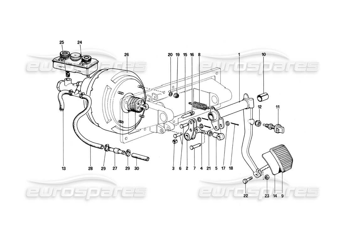 ferrari 400i (1983 mechanical) brakes hydraulic controll (400 gt - valid for lhd versions) part diagram