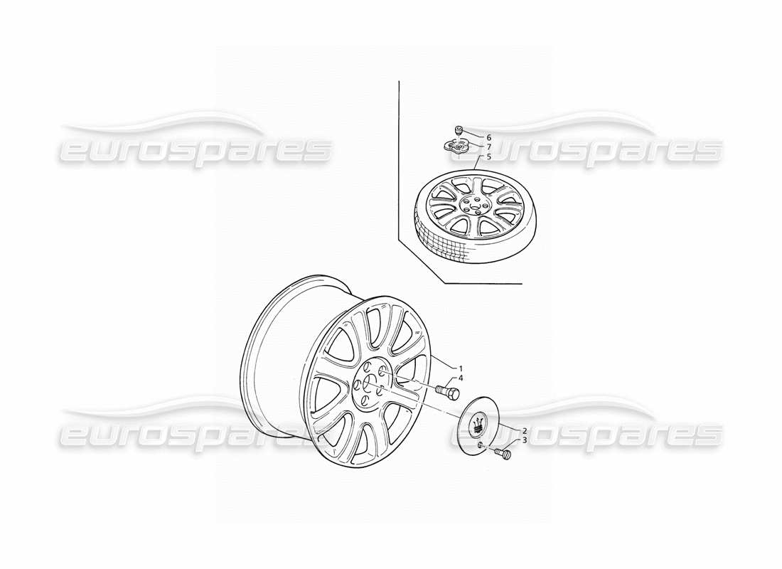 maserati qtp v8 (1998) wheels rims part diagram
