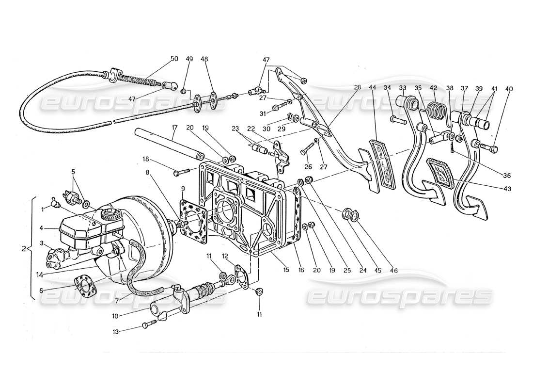 maserati 2.24v pedal assy - brake booster clutch pump parts diagram