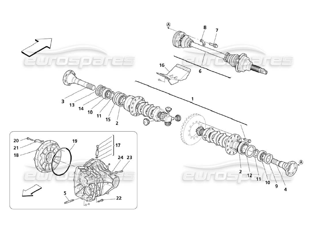 maserati qtp. (2006) 4.2 rear differential and axle shafts parts diagram