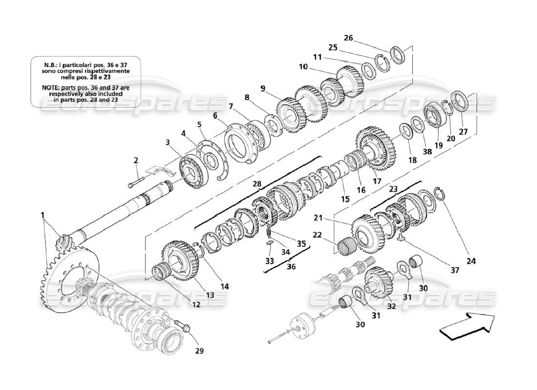 maserati qtp. (2006) 4.2 lay shaft gears parts diagram
