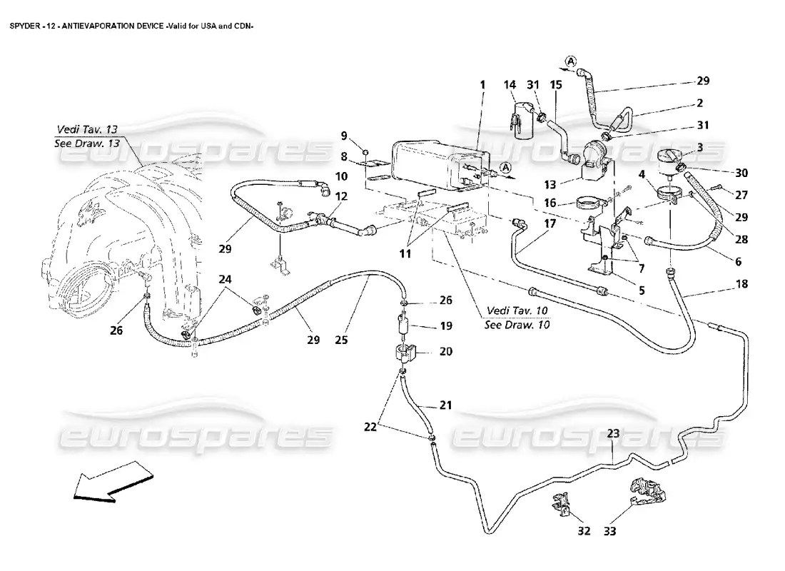 maserati 4200 spyder (2002) antievaporation device -valid for usa and cdn parts diagram