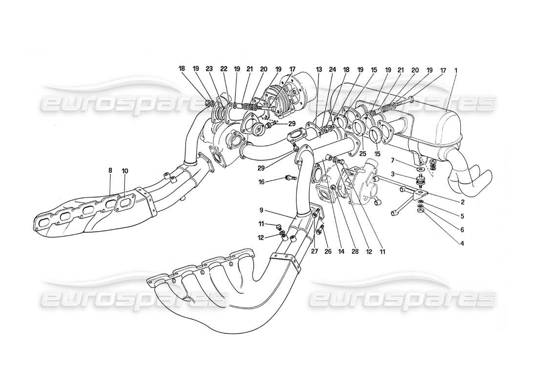 ferrari 288 gto exhaust system parts diagram