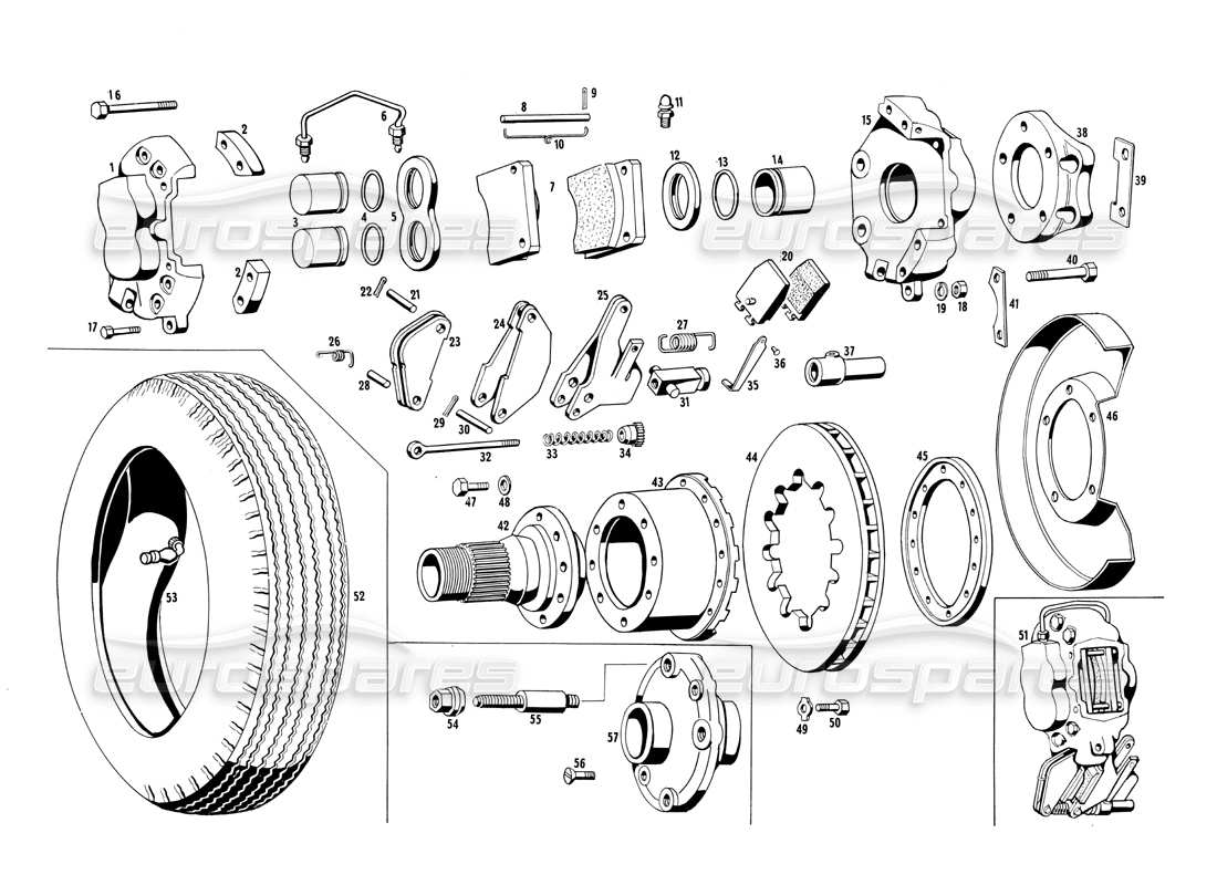 maserati ghibli 4.7 / 4.9 rear cooled brakes part diagram