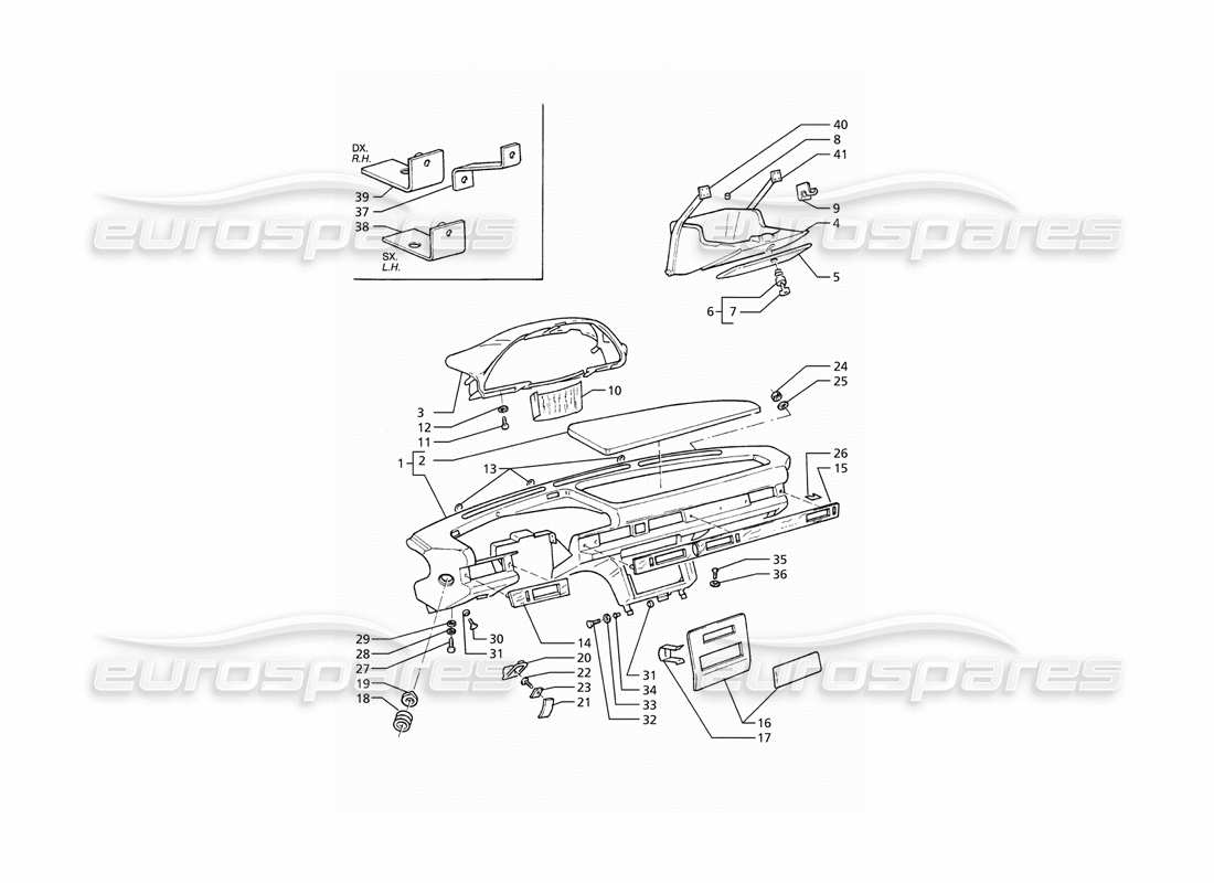 maserati ghibli 2.8 gt (variante) instrument panel (lh drive) parts diagram
