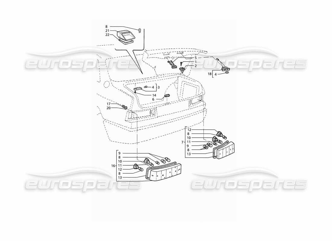 maserati ghibli 2.8 (abs) rear lights parts diagram