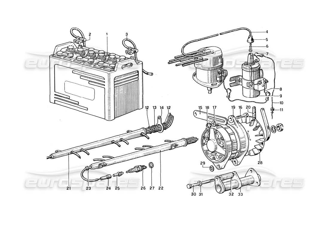 ferrari 275 gtb4 generator and battery part diagram