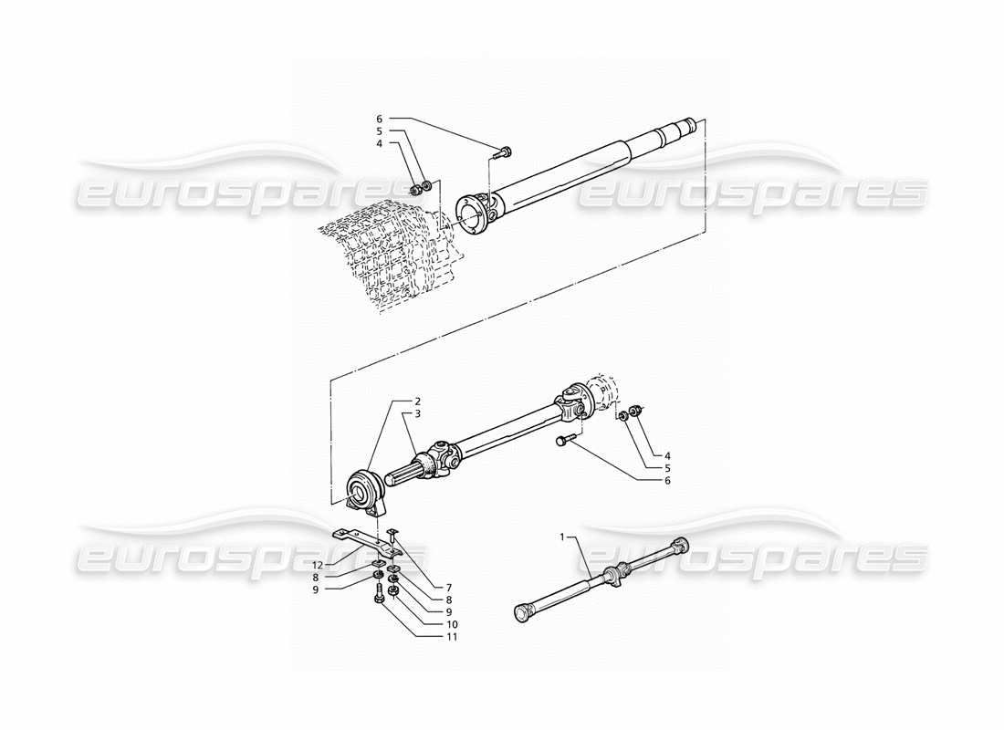 maserati ghibli 2.8 gt (variante) propeller shaft and carrier parts diagram