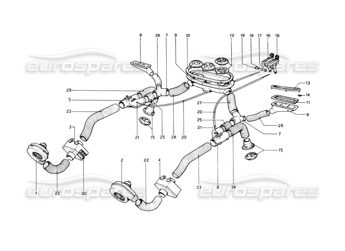 ferrari 512 bb heating system parts diagram