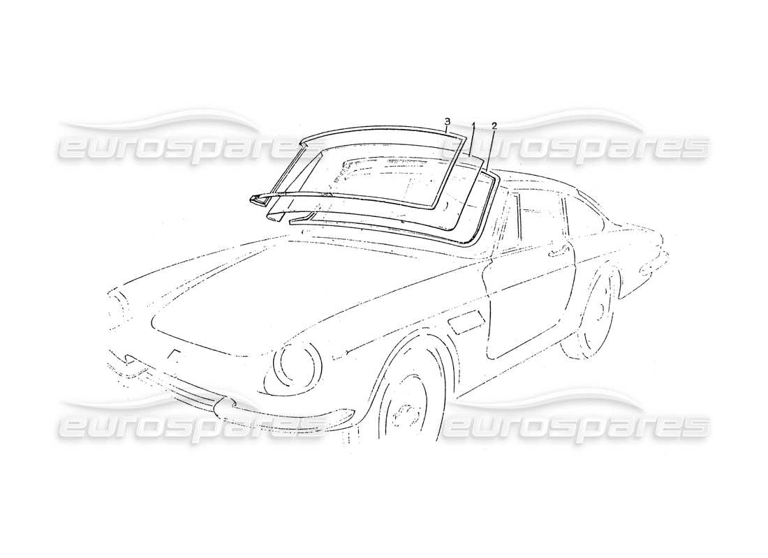 ferrari 330 gtc / 365 gtc (coachwork) front screen parts diagram