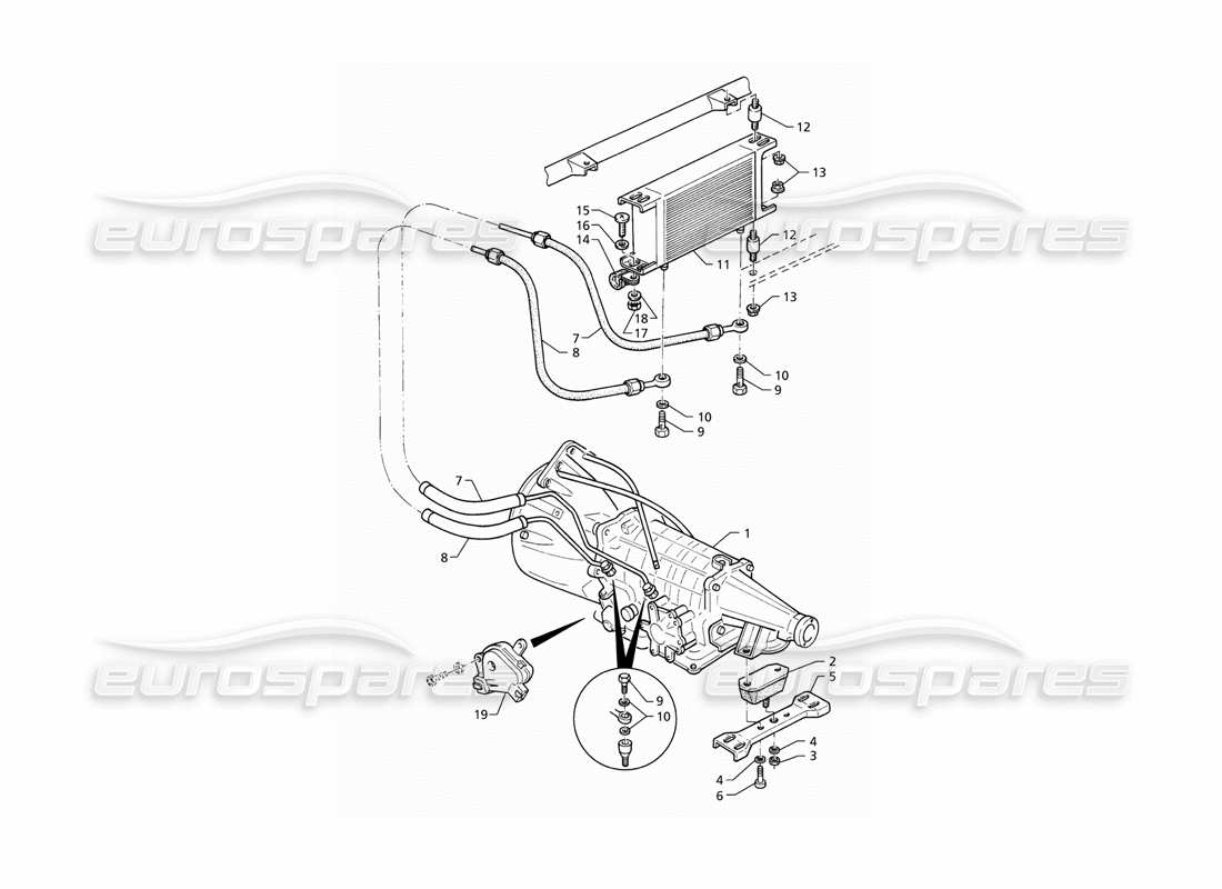 maserati qtp v8 (1998) automatic transmission - oil radiator parts diagram