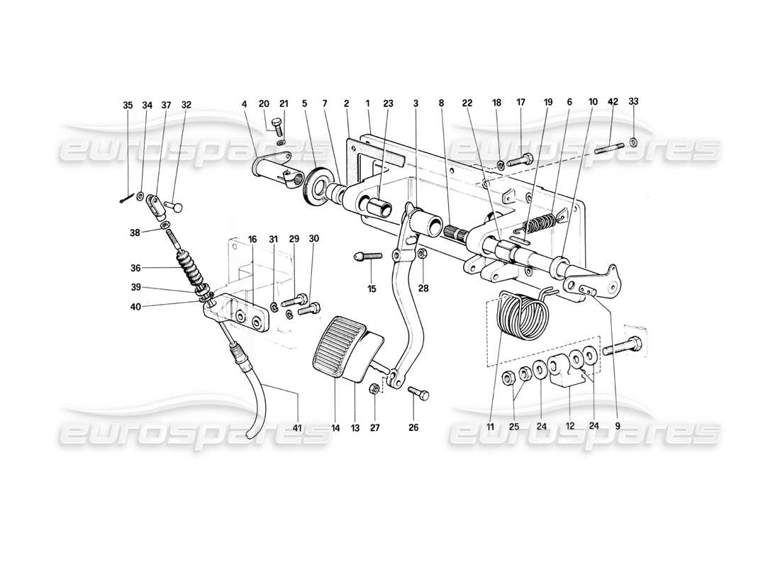 ferrari 400i (1983 mechanical) clutch release control (400 gt - valid for rhd versions) part diagram