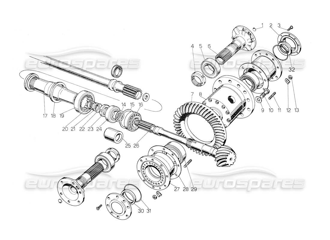 lamborghini countach 5000 s (1984) differential parts diagram