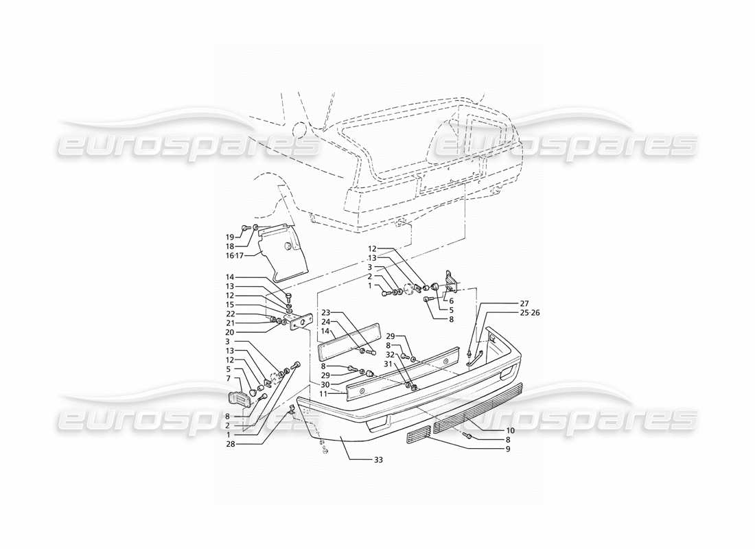 maserati ghibli 2.8 (abs) rear bumper parts diagram