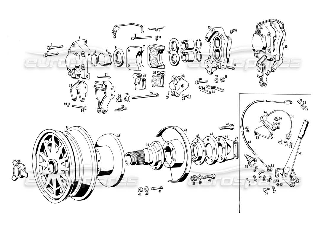 maserati ghibli 4.7 / 4.9 front brakes and handbrake part diagram