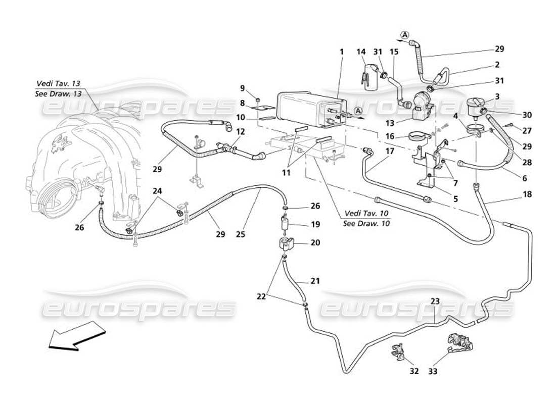 maserati 4200 spyder (2005) antievaporation device -valid for usa and cdn- parts diagram