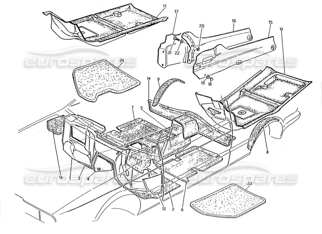 maserati 2.24v carpets and felts part diagram