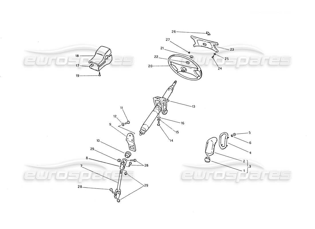 maserati biturbo 2.5 (1984) steering shaft and wheel part diagram