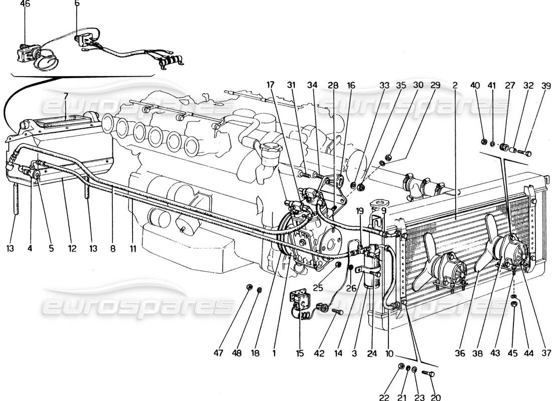 ferrari 365 gt4 2+2 (1973) air conditioning system parts diagram