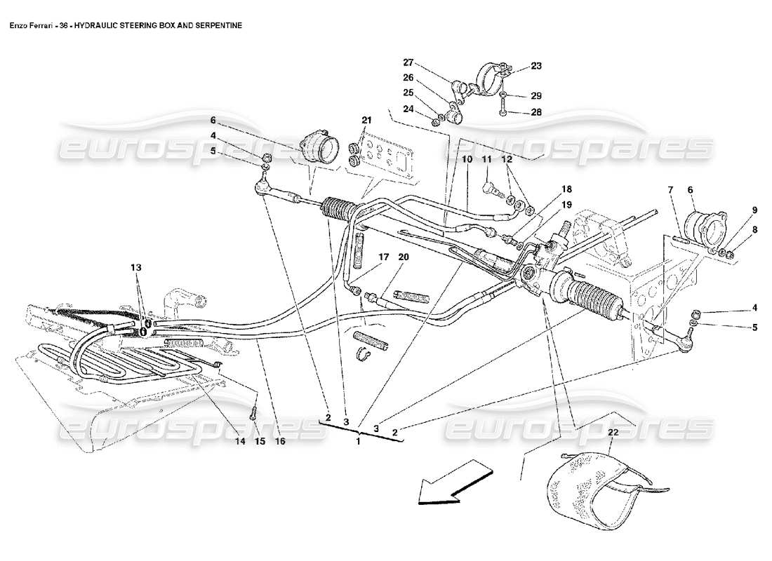 ferrari enzo hydraulic steering box and serpentine parts diagram