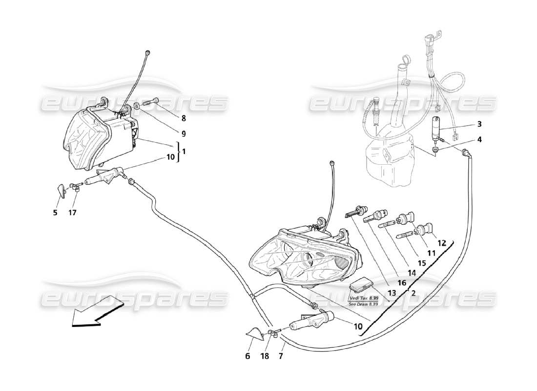 maserati qtp. (2006) 4.2 front headlights parts diagram