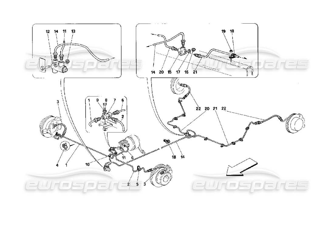 ferrari 512 tr braking system -not for cars with abs- parts diagram