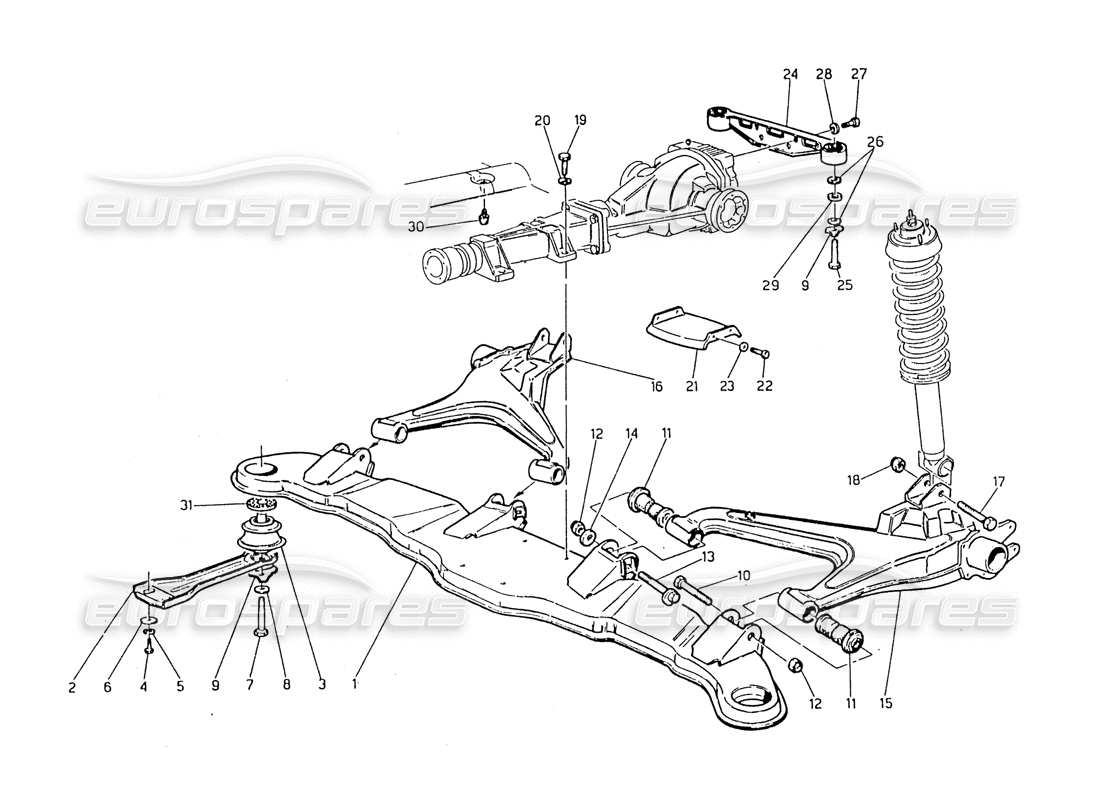 maserati biturbo 2.5 (1984) rear suspension parts diagram