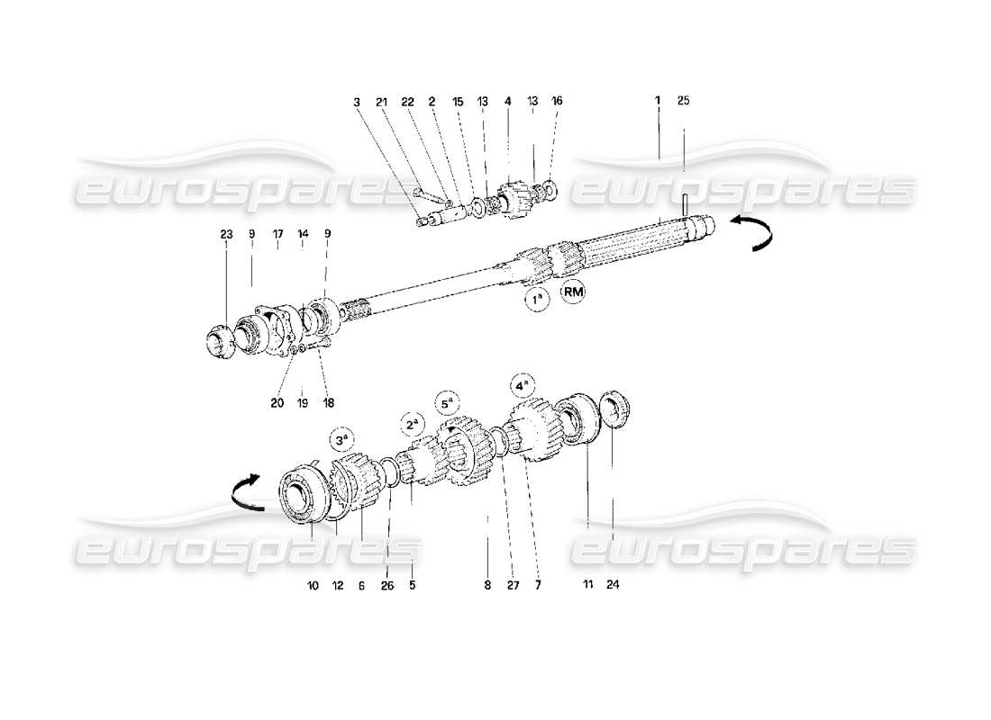 ferrari f40 main shaft gears parts diagram