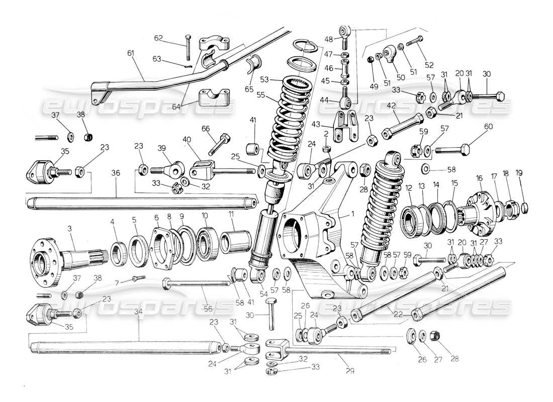 lamborghini countach 5000 qv (1985) rear suspension parts diagram