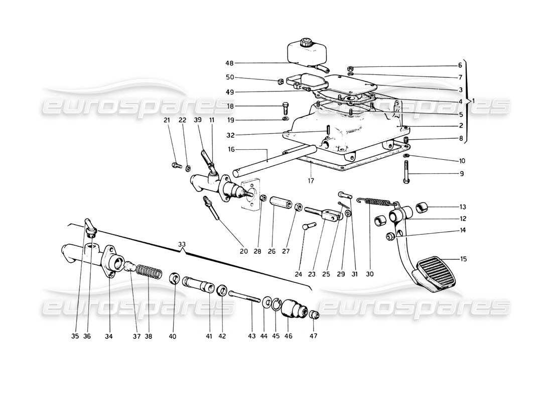 ferrari 512 bb clutch release control parts diagram