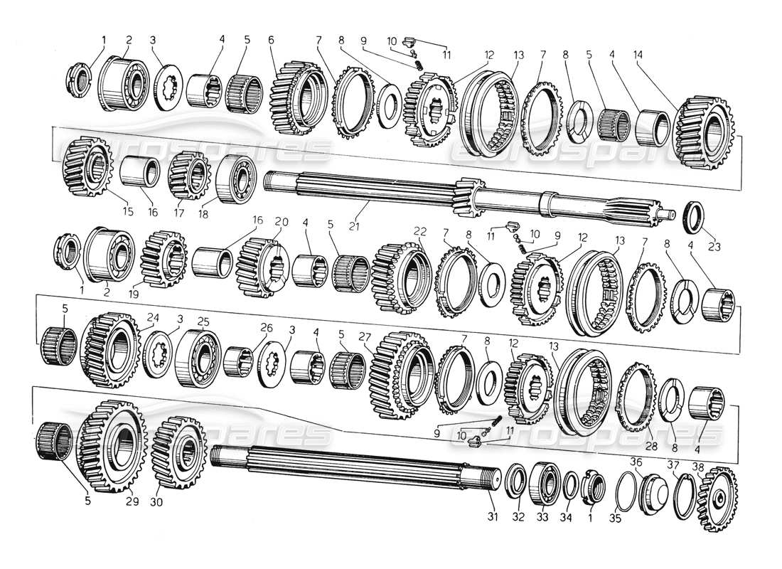 lamborghini countach 5000 qv (1985) gearbox parts diagram