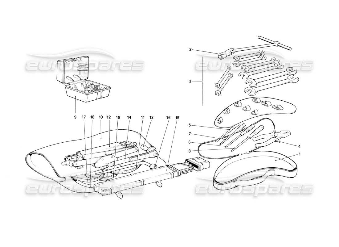 ferrari 400i (1983 mechanical) tool-kit part diagram