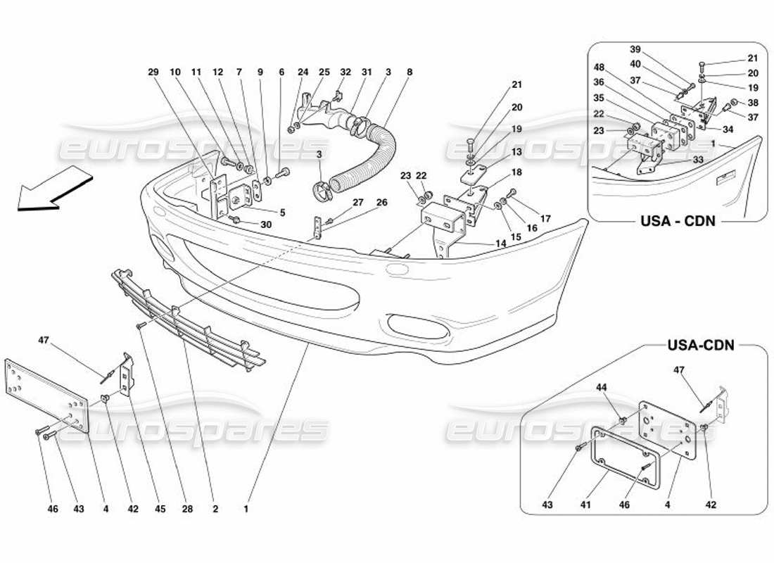 ferrari 575 superamerica front bumper parts diagram