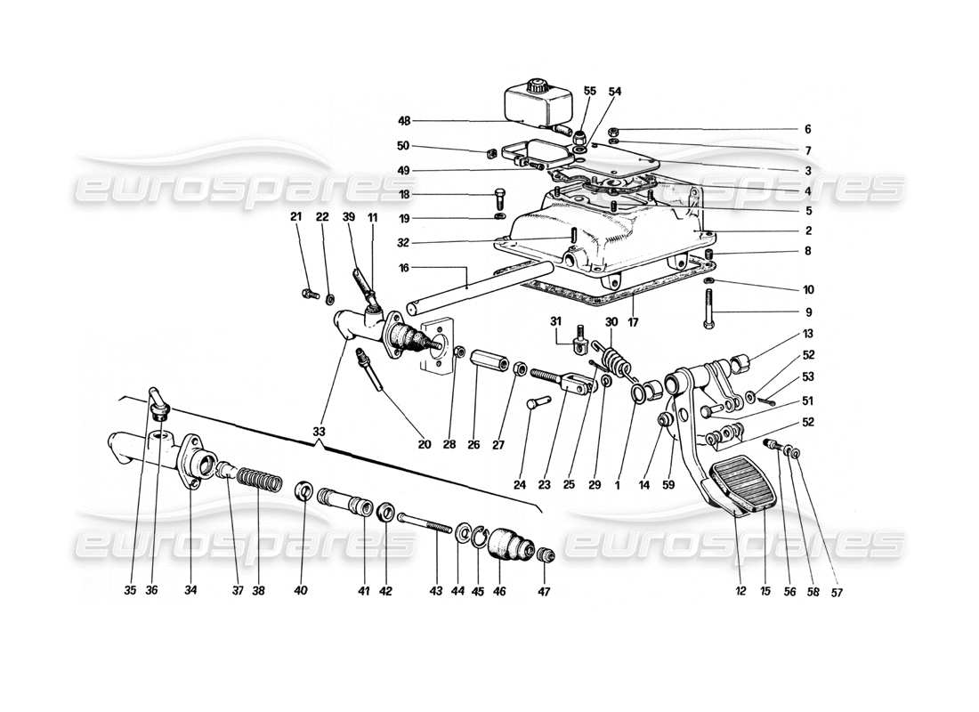 ferrari 512 bbi clutch release controll part diagram