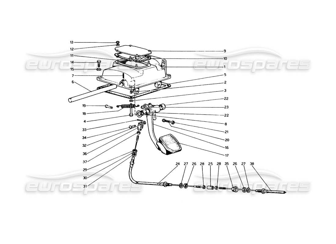 ferrari 365 gt4 berlinetta boxer clutch release control part diagram