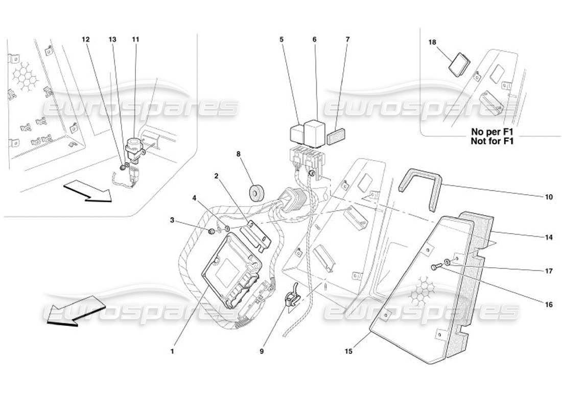 ferrari 575 superamerica rear passengers compartment control stations parts diagram