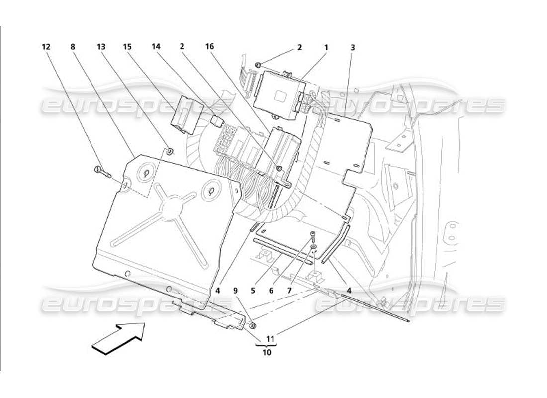 maserati 4200 gransport (2005) passengers side control units part diagram